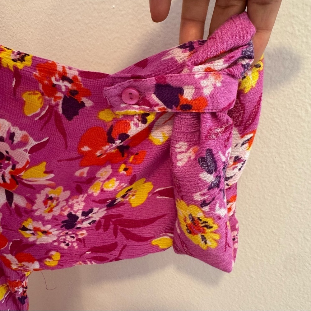 Woman Within Floral Pink Maxi Shirt Dress Roll Tab Sleeve Boho Spring 28W - Picture 5 of 7